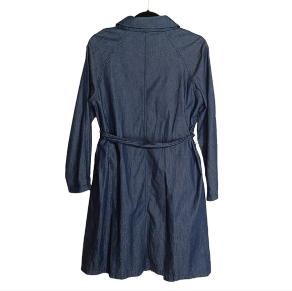DO + BE Dark Medium Blue Chambray Long Sleeve Open Cardigan Shawl Small - Picture 2 of 6